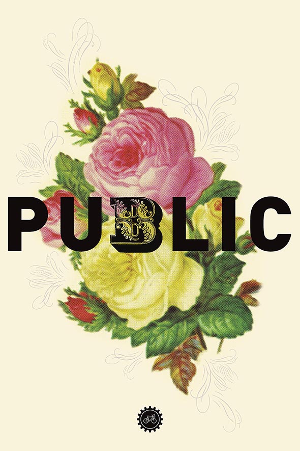 Flowers with the word Public superimposed on top